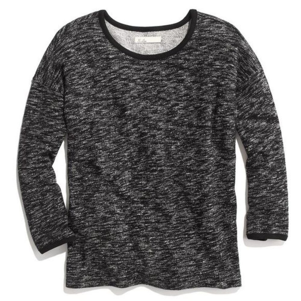 MADEWELL Black Marled Shadowtree Pullover Top sz L